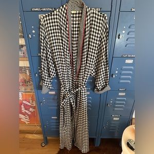 Vintage Victoria's Secret Gold Label Long Black & White Checkered Robe